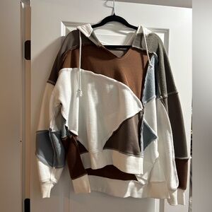 Colorblock Patchwork Hoodie Sweater